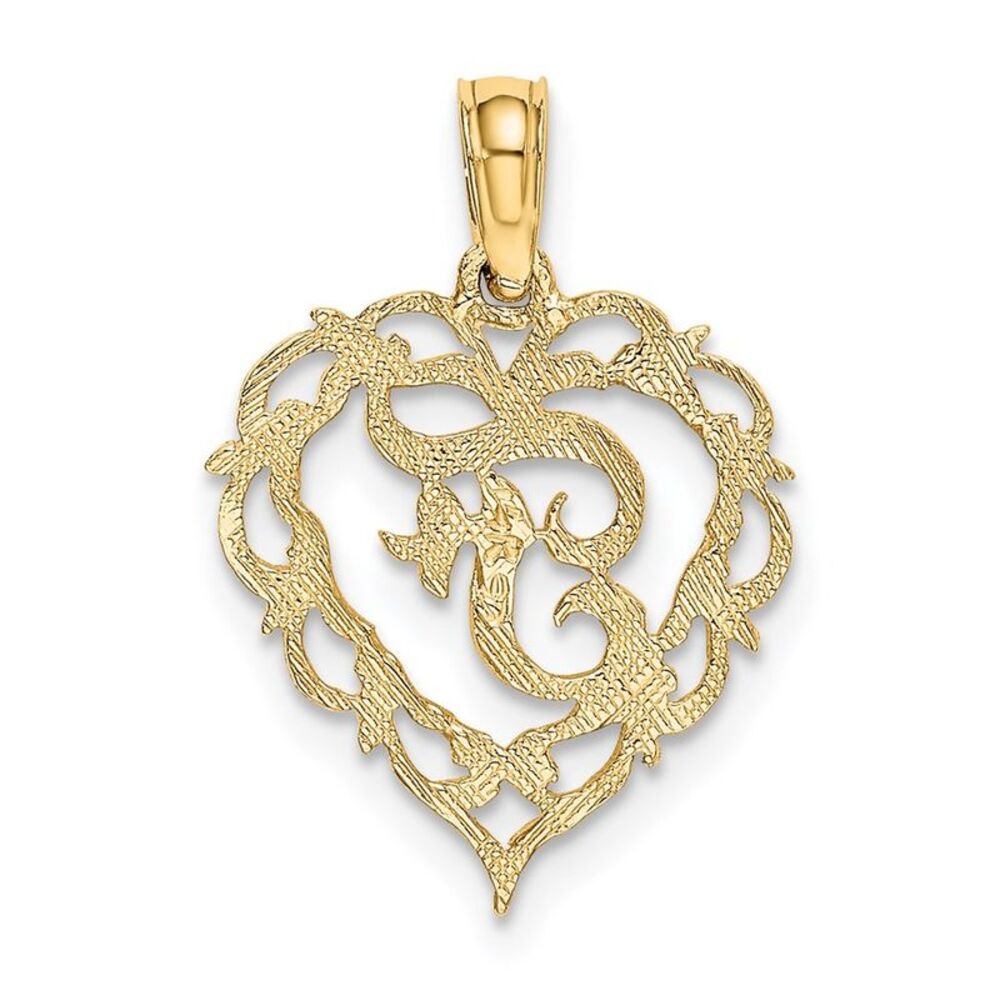 14k Yellow Gold Heart Script Letter F Initial Cha… - image 4